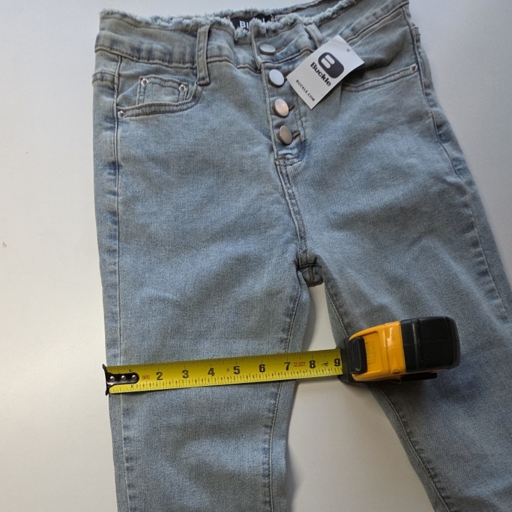 NWT Blue B Collection Rhinestone Fringe Denim Jeans Sz S Cropped High Rise - Picture 10 of 11
